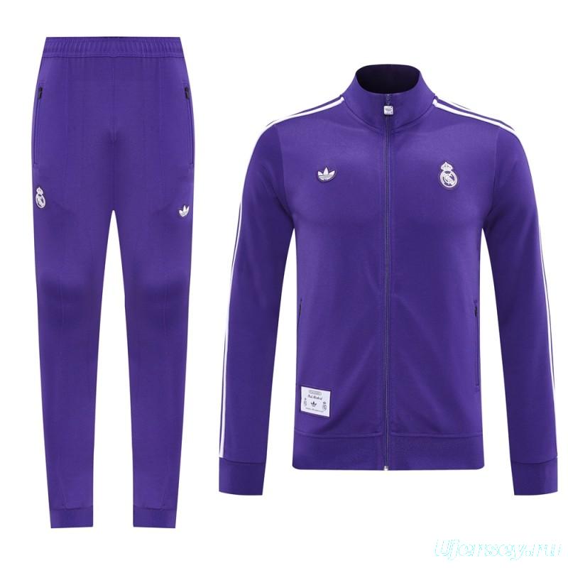 25/26 Real Madrid Purple Full Zipper Jacket +Long Pants
