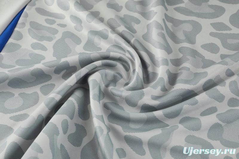 2025 Adidas Light Grey & Black with Leopard Print Pattern Half Zipper Jacket +Long Pants