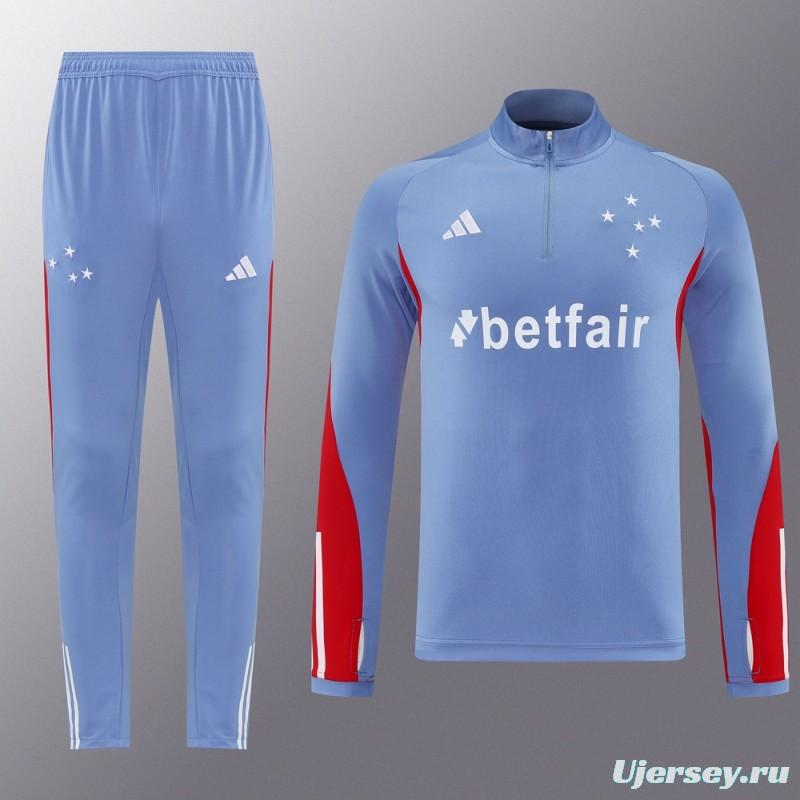 25/26 Cruzeiro Bluish Gray Navy Half Zipper Jacket+Long Pants