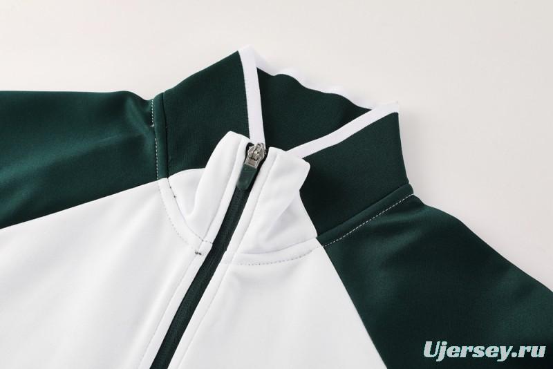 2025 Nike Green/White Full Hoodie Zipper Jacket +Long Pants