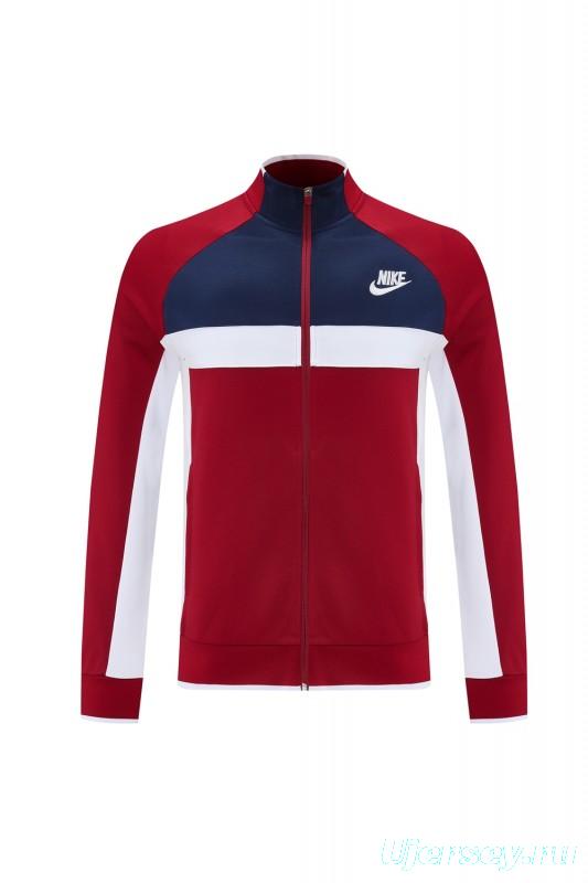 2025 Nike Navy/Red Full Hoodie Zipper Jacket +Long Pants
