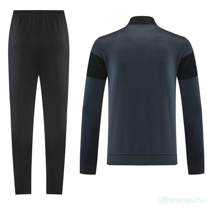 2025 Nike Black/Deep Grey Full Hoodie Zipper Jacket +Long Pants