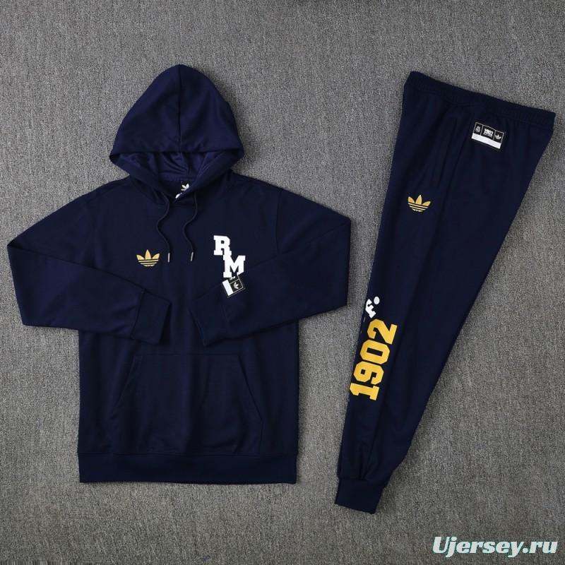 25/26 Real Madrid Navy Hoodie Full Zipper Jacket + Long Pants