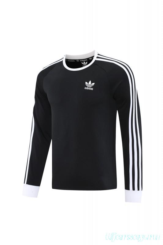 2025 Adidas Originals Long Sleeve T-Shirt Collection - Navy/White/Black with 3-Stripes