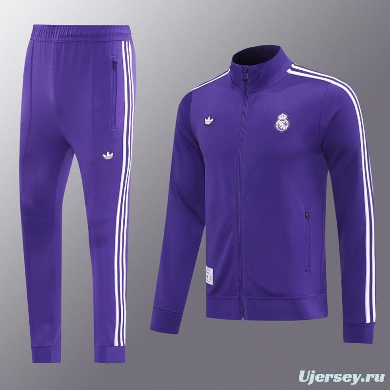 25/26 Real Madrid Purple Full Zipper Jacket +Long Pants