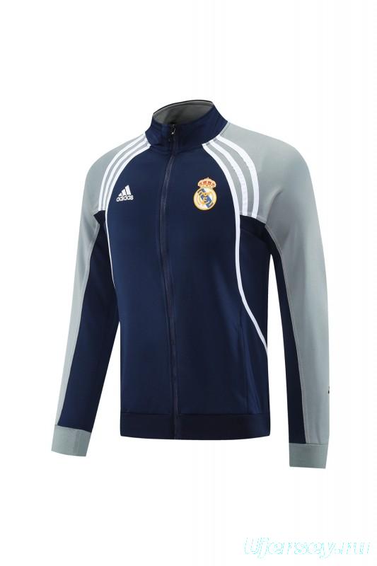 25/26 Real Madrid Navy/Grey Full Zipper Jacket +Long Pants