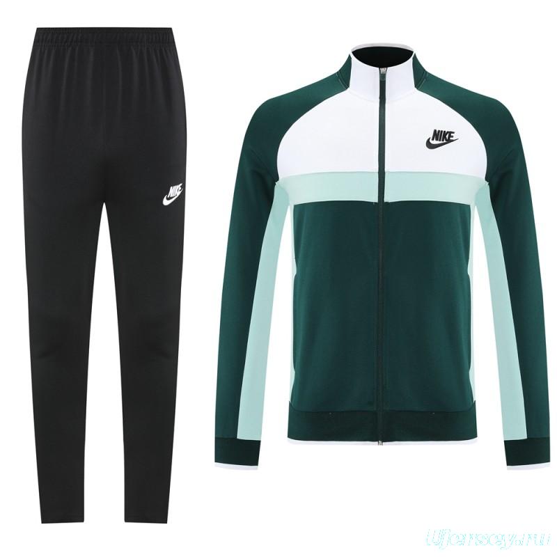 2025 Nike Green/White Full Hoodie Zipper Jacket +Long Pants