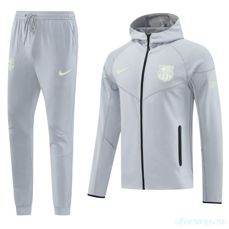 25/26 Barcelona Grey Full Zipper Hoodie Jacket +Long Pants