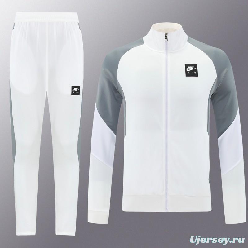2025 NIKE WHITE/Grey Full Zipper Jacket +Long Pants