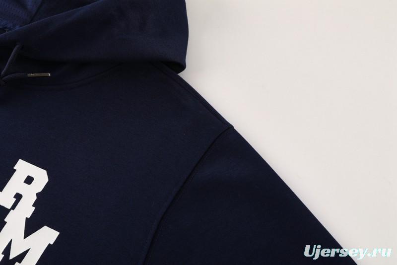 25/26 Real Madrid Navy Hoodie Full Zipper Jacket + Long Pants