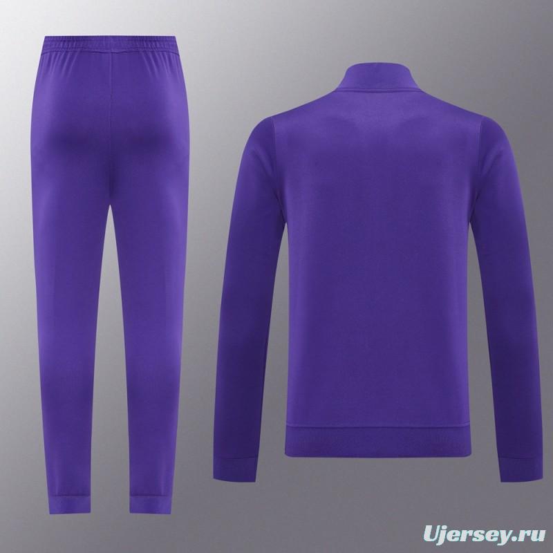 25/26 Real Madrid Purple Full Zipper Jacket +Long Pants