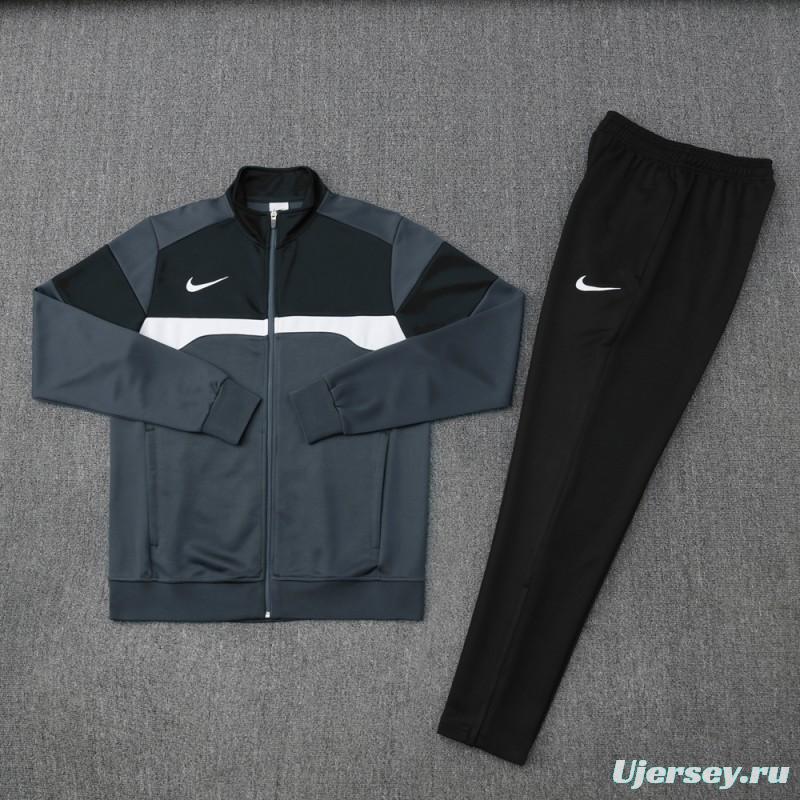 2025 Nike Black/Deep Grey Full Hoodie Zipper Jacket +Long Pants