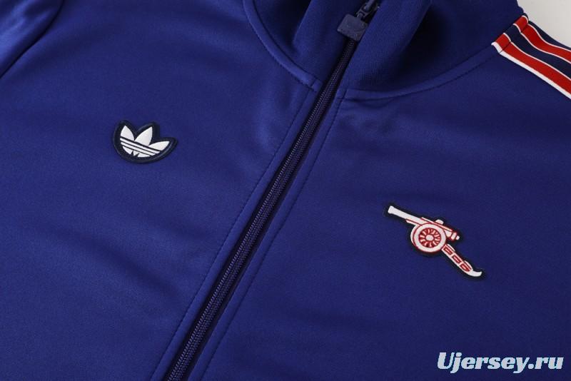 25/26 Arsenal Blue with Red & White Stripes Full Zipper Jacket +Long Pants