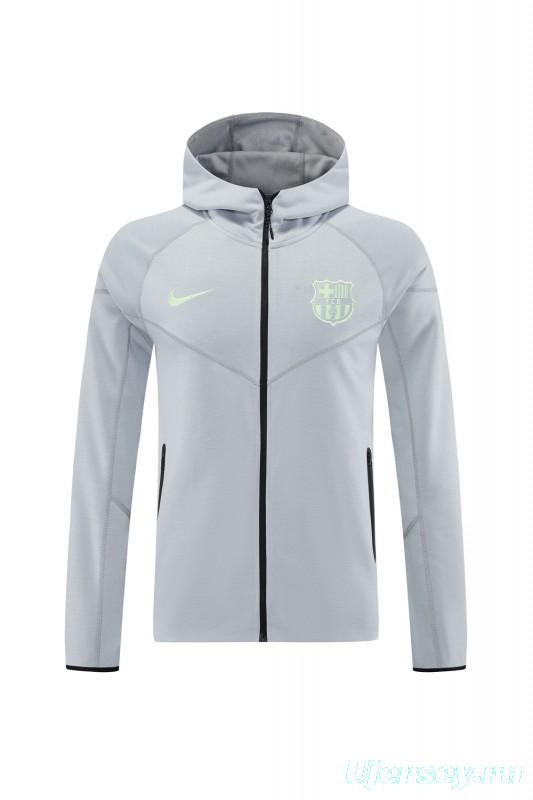 25/26 Barcelona Grey Full Zipper Hoodie Jacket +Long Pants
