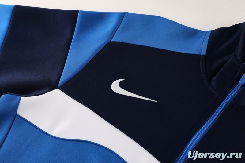 2025 Nike Blue/Black Full Hoodie Zipper Jacket +Long Pants