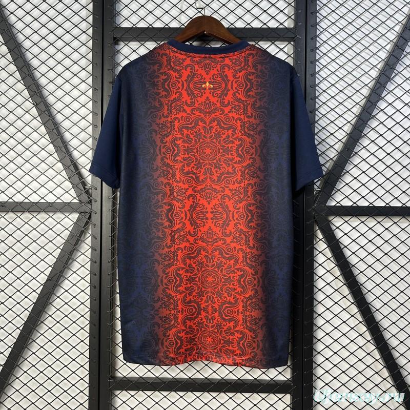 25/26 PSG  Paris Saint-Germain Navy with Red Ornate Pattern Jersey
