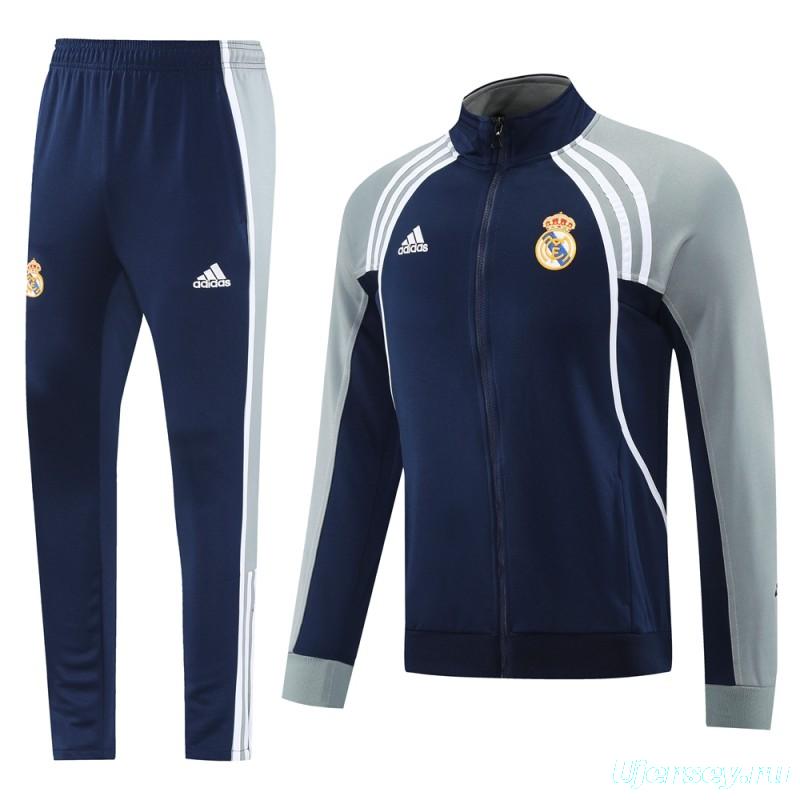 25/26 Real Madrid Navy/Grey Full Zipper Jacket +Long Pants