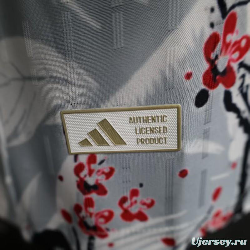 Player Version 2025 Japan White with Fox and Cherry Blossom Pattern Jersey