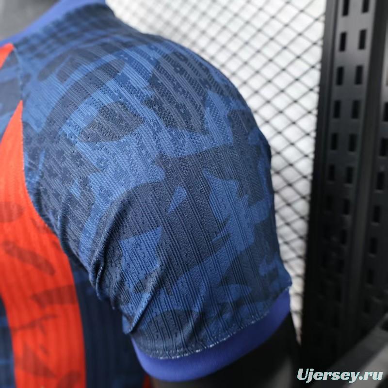 Player Version 25/26 Barcelona Home Blue Red Stripes Jersey with Spotify Sponsor