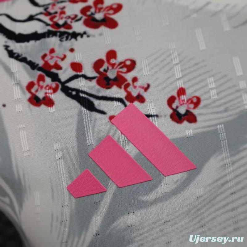 Player Version 2025 Japan White with Fox and Cherry Blossom Pattern Jersey