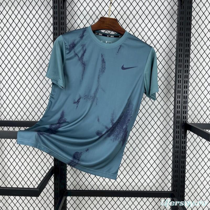 2025 NIKE Training Light Blue with Abstract Paint Brush Pattern T-Shirt #1045