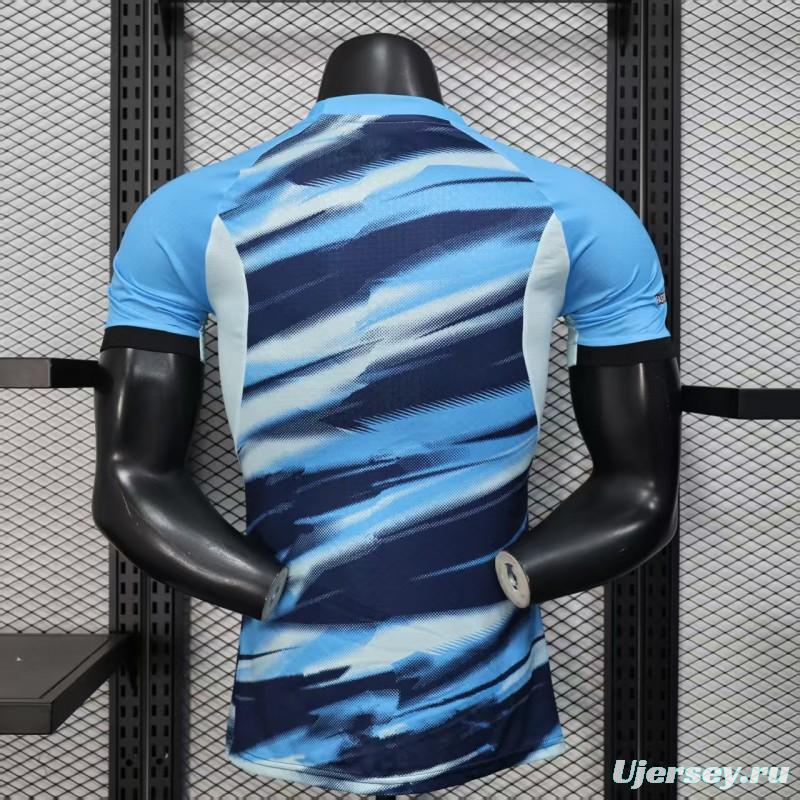 Player Version 25/26 Olympique de Marseille Blue with Gradient Wave Pattern Jersey