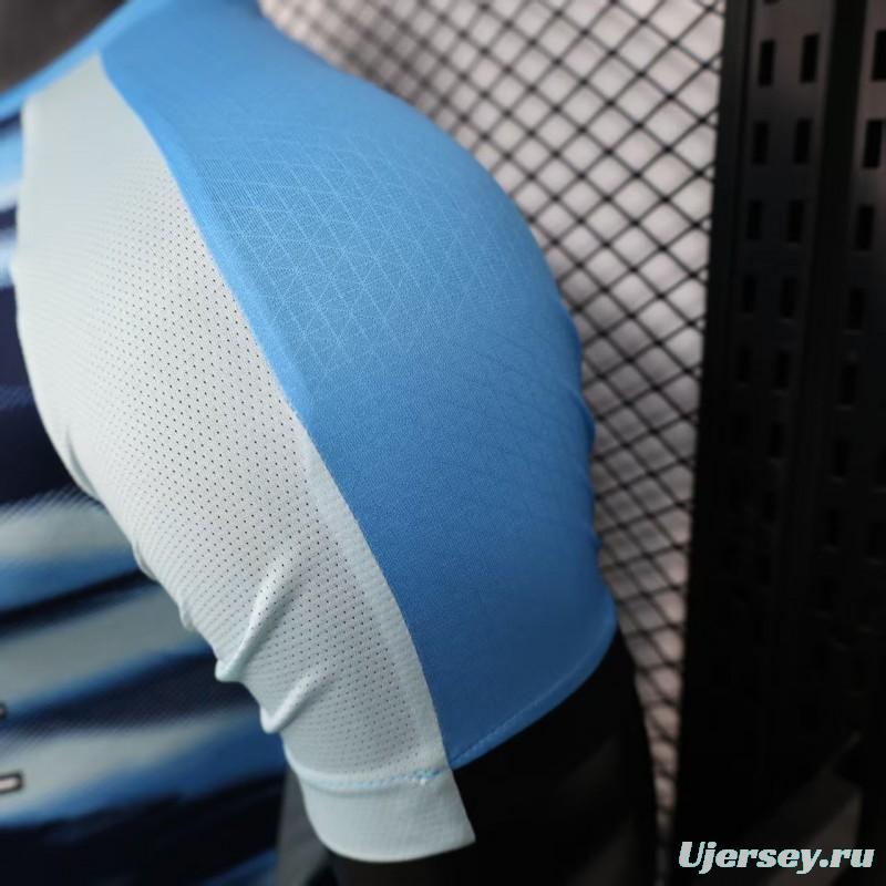 Player Version 25/26 Olympique de Marseille Blue with Gradient Wave Pattern Jersey