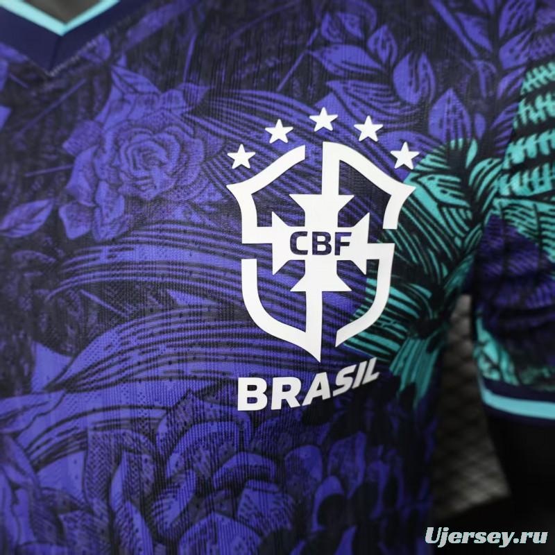 Player Version 2025 Brazil Purple with Tropical Leaf Pattern Jersey