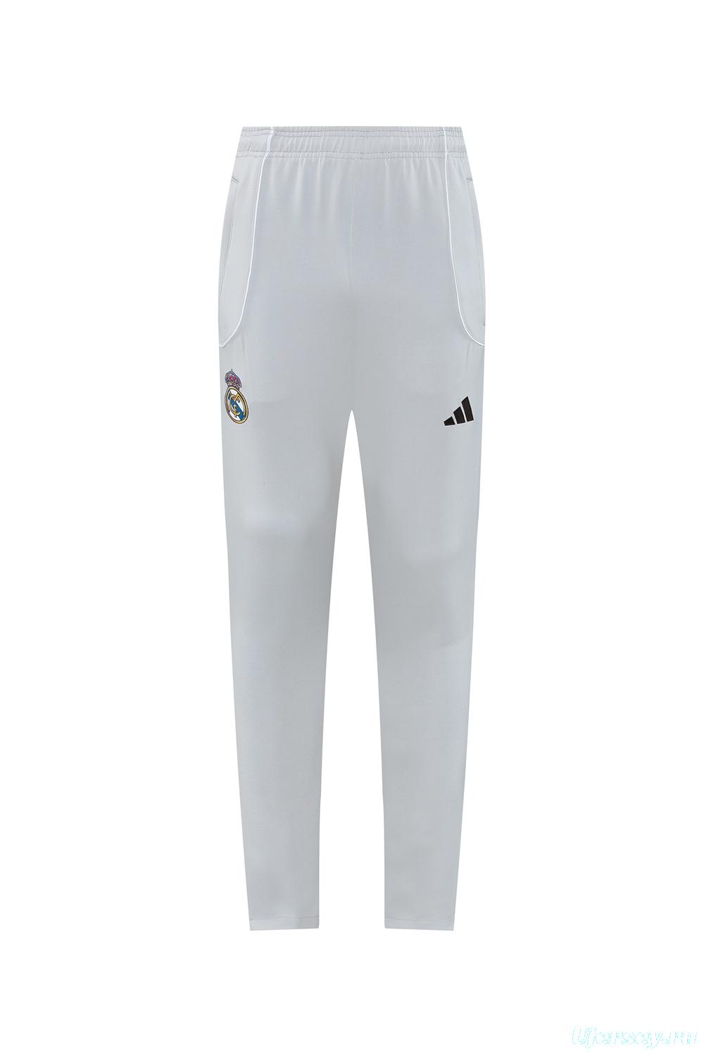 25/26 Real Madrid Grey/White Full Zipper Jacket + Long Pants