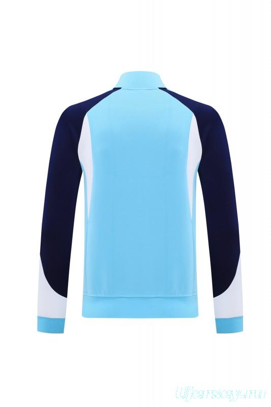 2025 Nike Air Tracksuit Set - Light Blue with Navy Accents Full Zipper Jacket + Long Pants