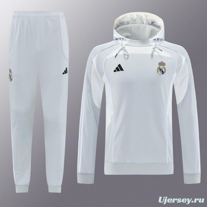 25/26 Real Madrid Hoodie Full Zipper Jacket + Long Pants