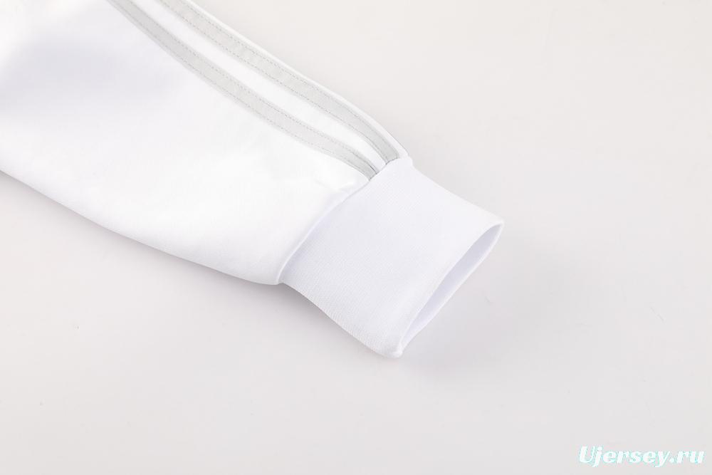 25/26 Real Madrid Grey/White Full Zipper Jacket + Long Pants