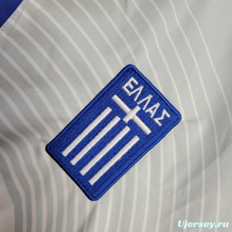 2025 Greece Jacket White/Blue Windbreaker