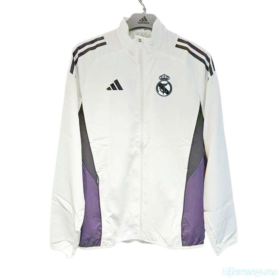 25/26 Real Madrid White /Purple Full Zipper Windbreaker