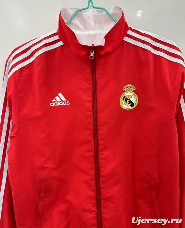 25/26 Real Madrid Red/White Reversible Windbreaker