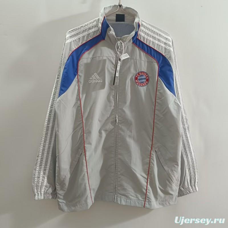 25/26 Adidas FC Bayern Munich Vintage Track Jacket - Silver/Blue Classic Edition Windbreaker