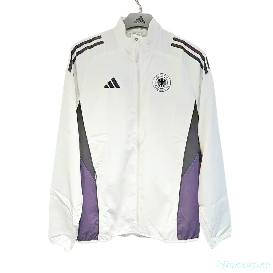 2025 Germany White Full Zipper Windbreaker