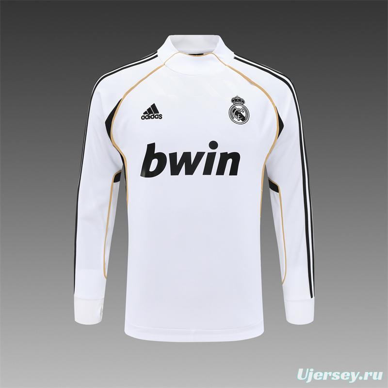 Retro 11/12 Real Madrid White Half Zipper Jacket