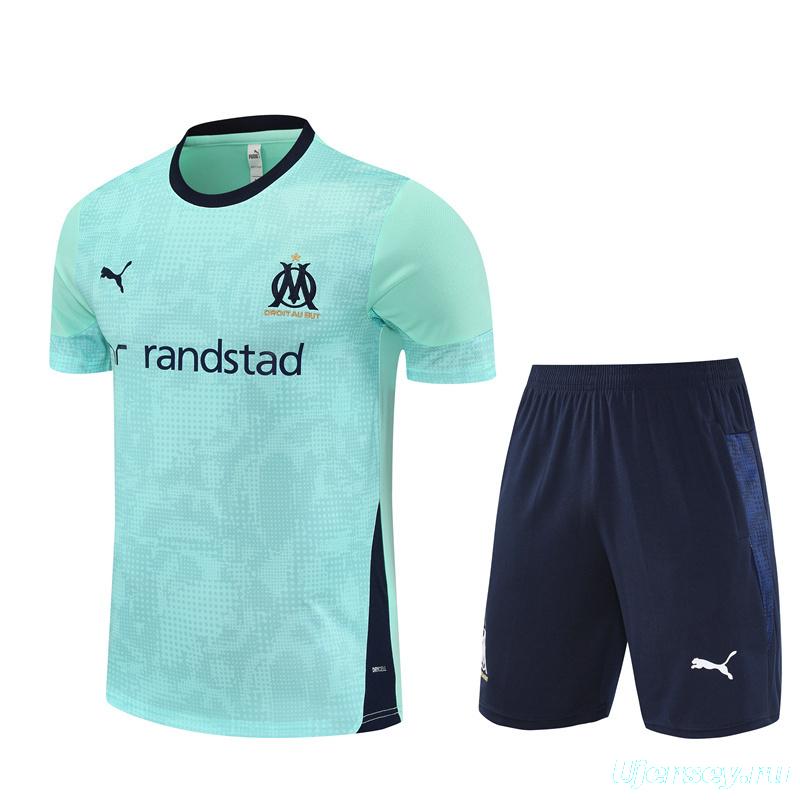 25/26 Olympique de Marseille Lake Blue Camouflage with XS Short Sleeve+Soccer Shorts