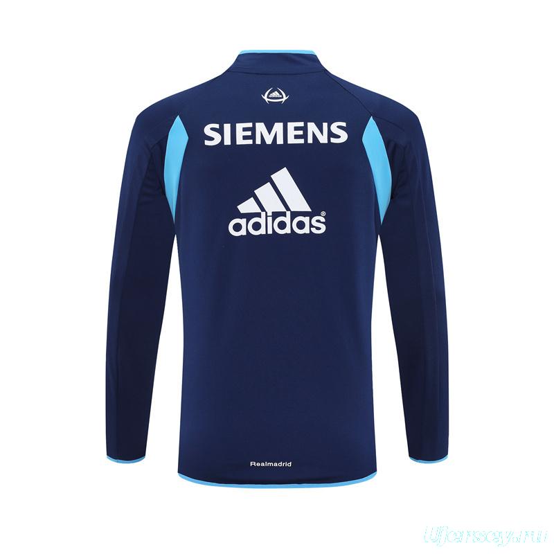 Retro 05/06 Real Madrid Royal Blue Half Zipper Jacket+Long Pants