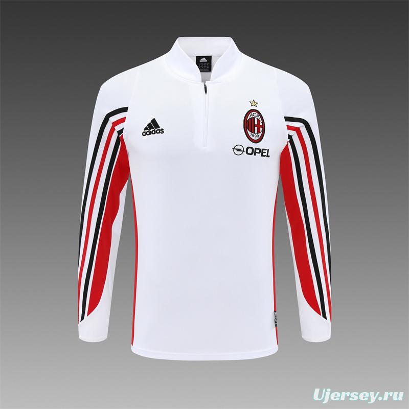 Retro 03/04 AC Milan White Half Zipper Jacket