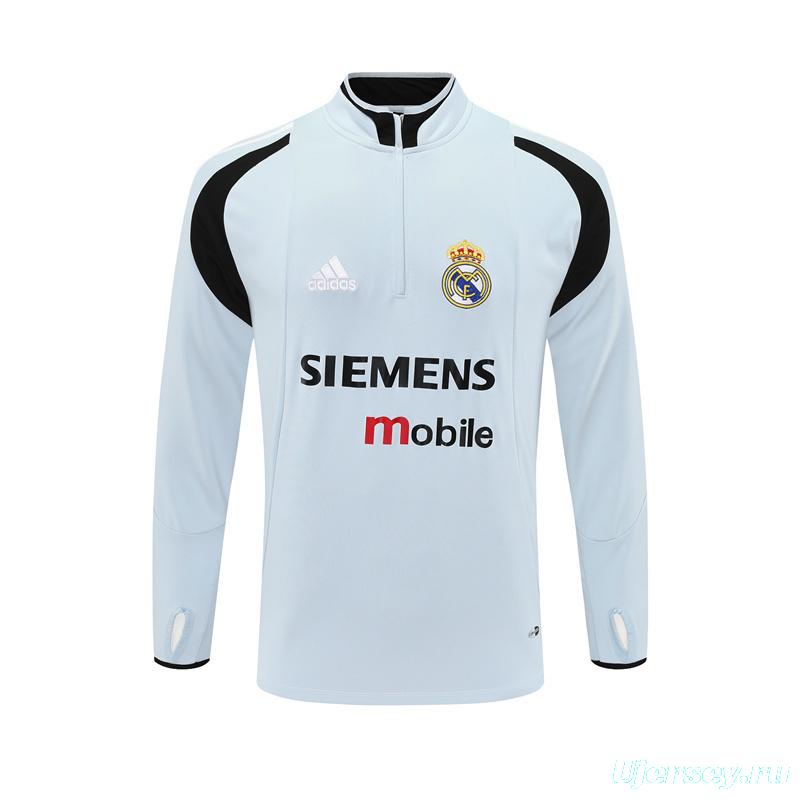 Retro 04/05 Real Madrid Light Grey Half Zipper Jacket