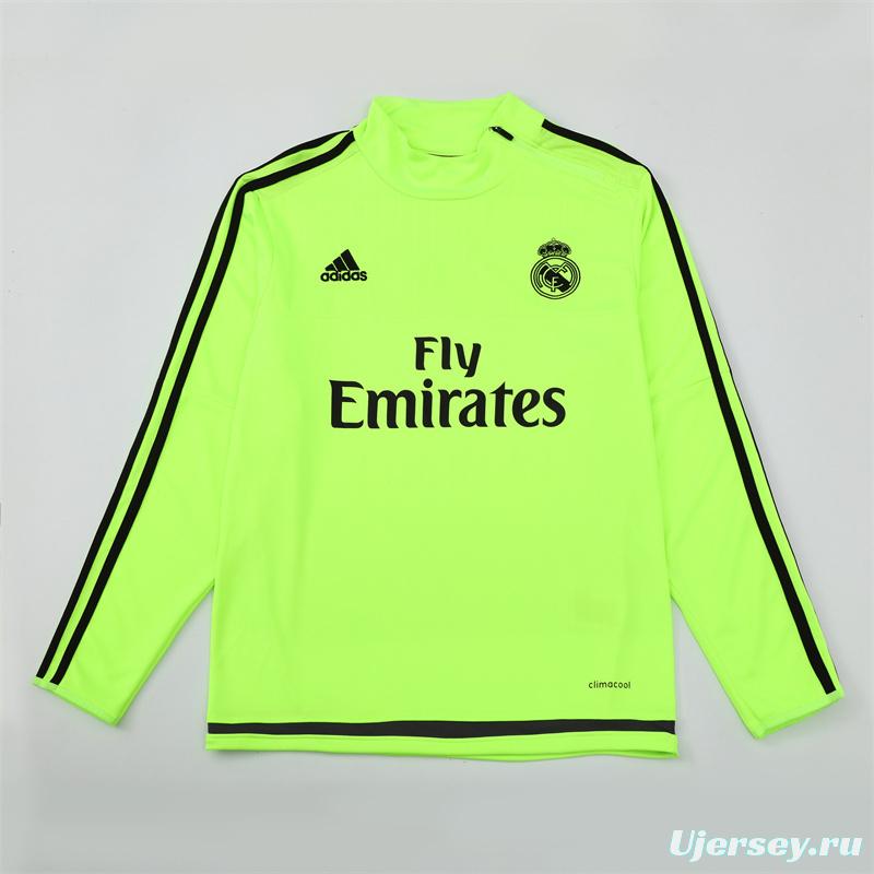 Retro 15/16 Real Madrid Fluorescent Green Half Zipper Jacket+Long Pants