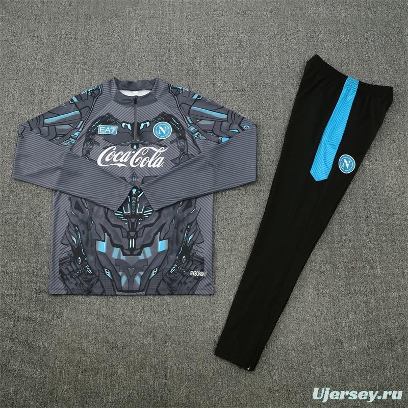 25/26 Napoli Black Grey Camouflage Half Zipper Jacket+Long Pants