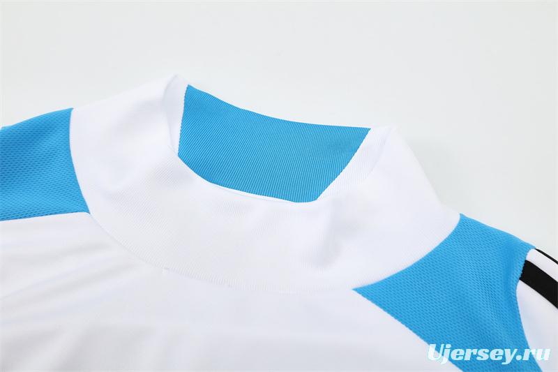 Retro 12/13 Real Madrid White/Blue Half Zipper Jacket+Long Pants