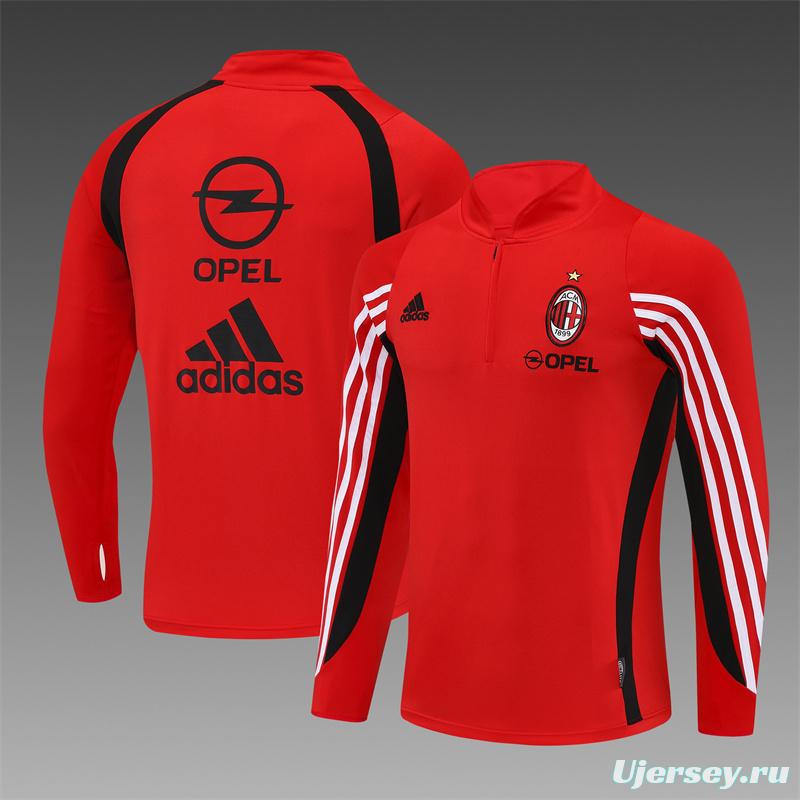 Retro 03/04 AC Milan Red Half Zipper Jacket