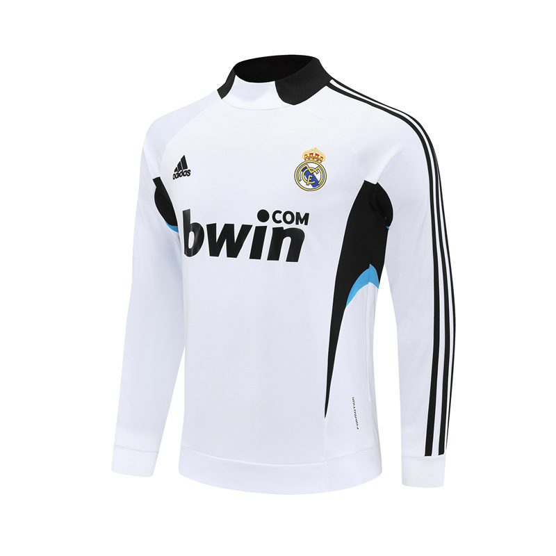 Retro 08/09 Real Madrid White Half Zipper Jacket