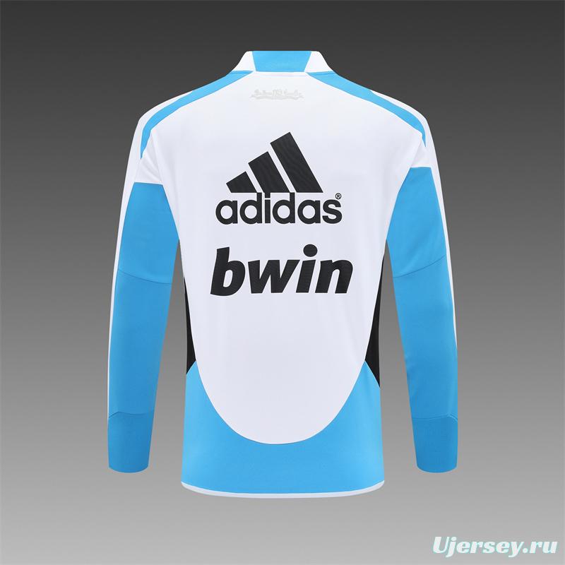 Retro 12/13 Real Madrid White/Blue Half Zipper Jacket