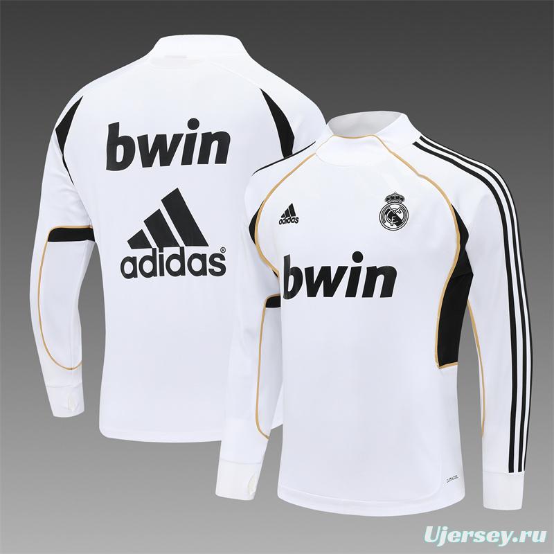 Retro 11/12 Real Madrid White Half Zipper Jacket