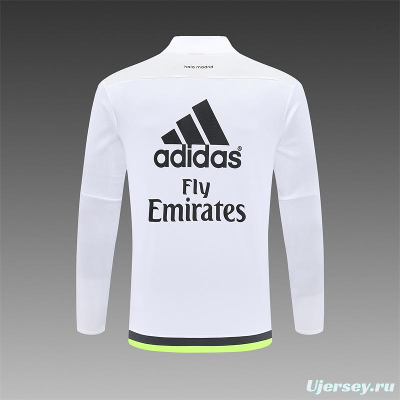 Retro 15/16 Real Madrid White Half Zipper Jacket